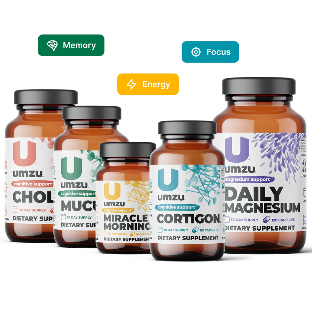 Focus Bundle: Choline, Mucuna Pruriens, Miracle Morning, Cortigon & Daily Magnesium Bundles UMZU   