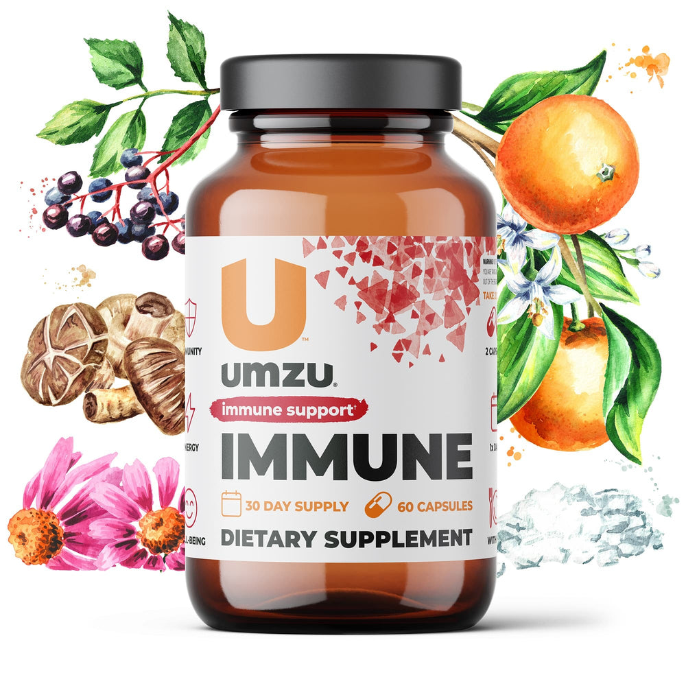 IMMUNE: Support Immunity with Vitamin C, Elderberry, & Zinc Capsule Supplements UMZU   